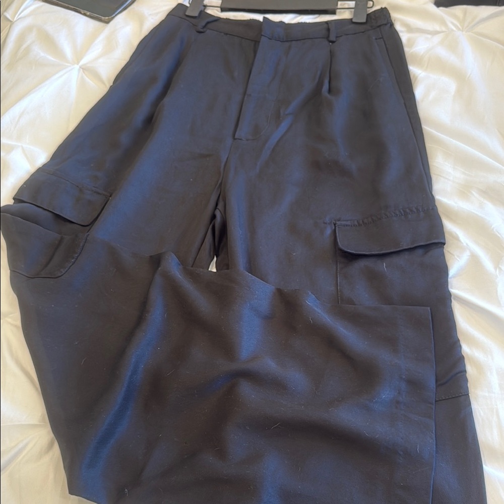 Zara Black Cargo Pants Wide-Leg